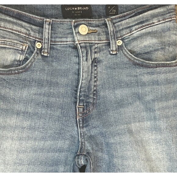 Lucky Brand Mid-Rise Super Skinny Ava Distressed Jeans Size 6/28 - Picture 4 of 5